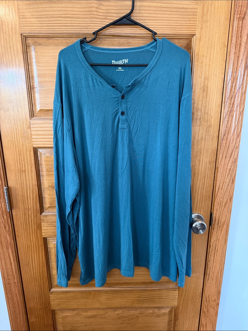 Duluth Trading Co Men's Teal Blue Long-Sleeve Modal Henley- Size 3XL